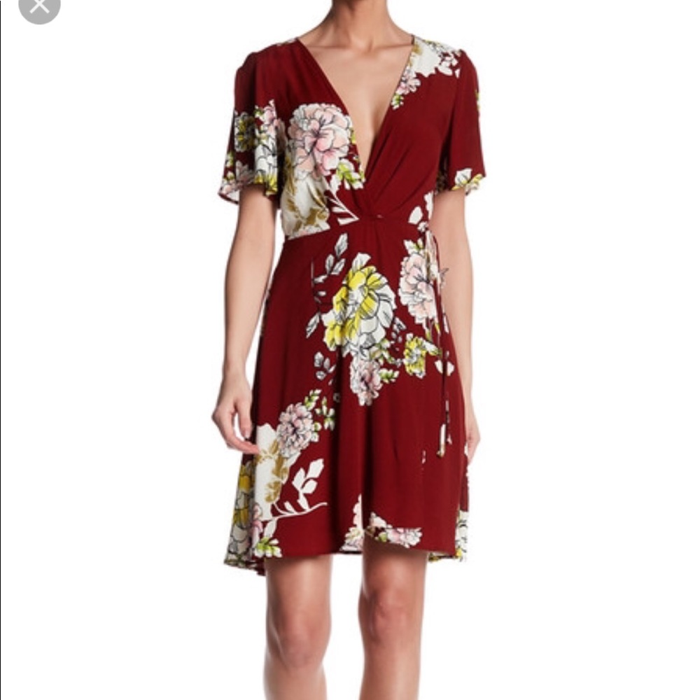 ASTR the Label- Deep V Wrap Dress